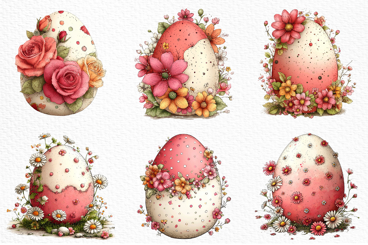 Whimsical Easter Eggs & Flower Png, an Illustration by Craft Nest (Photo 3 of 11)