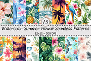 Summer Hawaii Seamless Patterns, a Pattern Graphic by Design Market (Thumbnail 1 of 3)