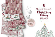 Green & Burgundy Christmas Patterns, a Pattern Graphic by DrawStudio1988 (Thumbnail 4 of 10)