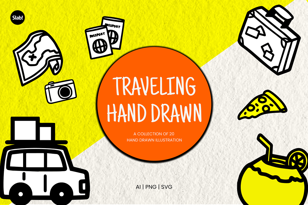 Hand Drawn Travel Illustration, an Object Graphic by SLAB! Design (Photo 1 of 4)