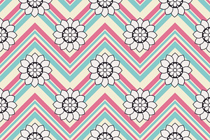 Groovy Boho Floral Chevron Pattern, a Pattern Graphic by PPEthnicDecorPattern