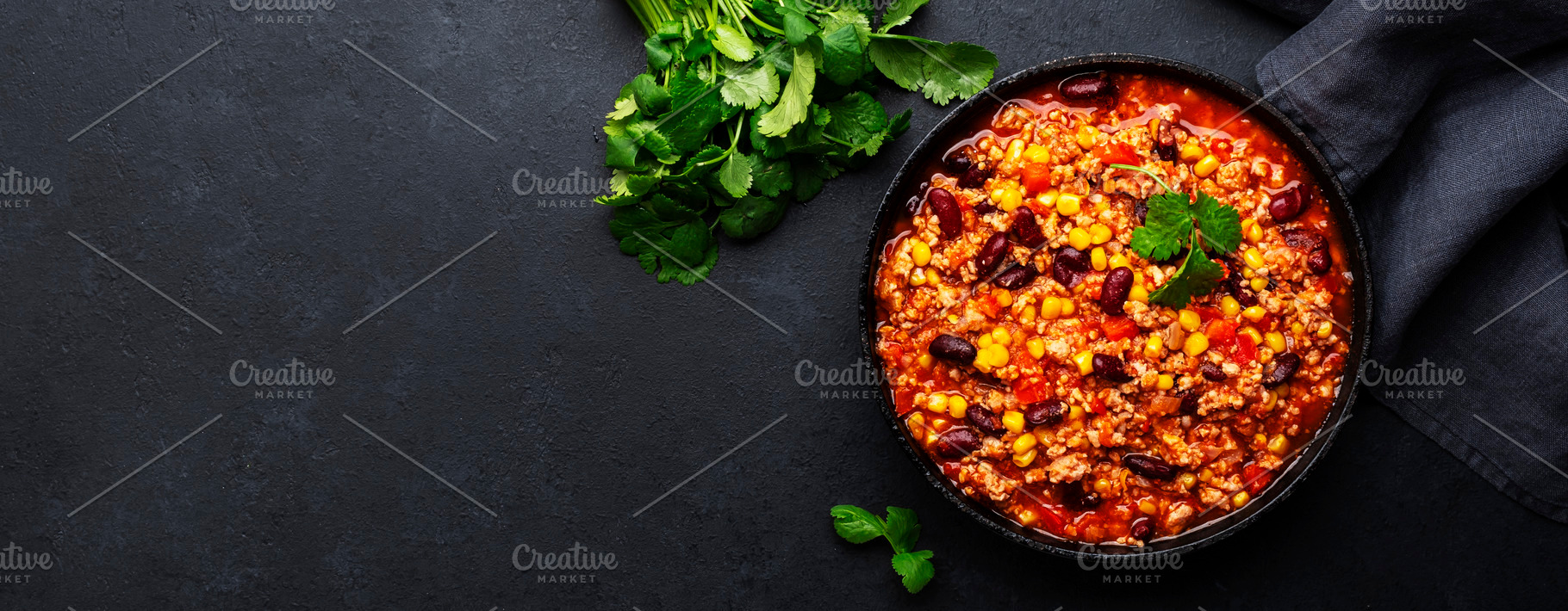 Chili con carne with beef, red beans, paprika, corn and hot pepp, a Food & Drink Photo by 5PH