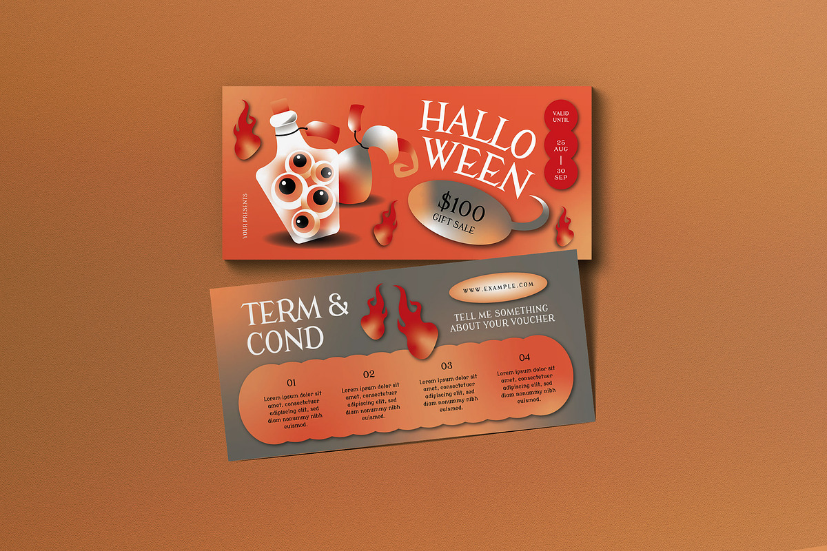 Orange Halloween Sale Voucher, a Card Template by graphicook (Photo 1 of 3)
