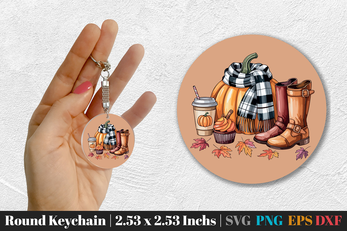 Fall Round Keychain SVG PNG Bundle, an Illustration by Actual Pixel (Photo 18 of 20)