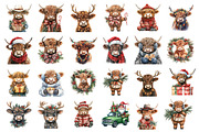 Christmas Highland Cow Clipart, an Illustration by SinaCreation (Thumbnail 2 of 7)