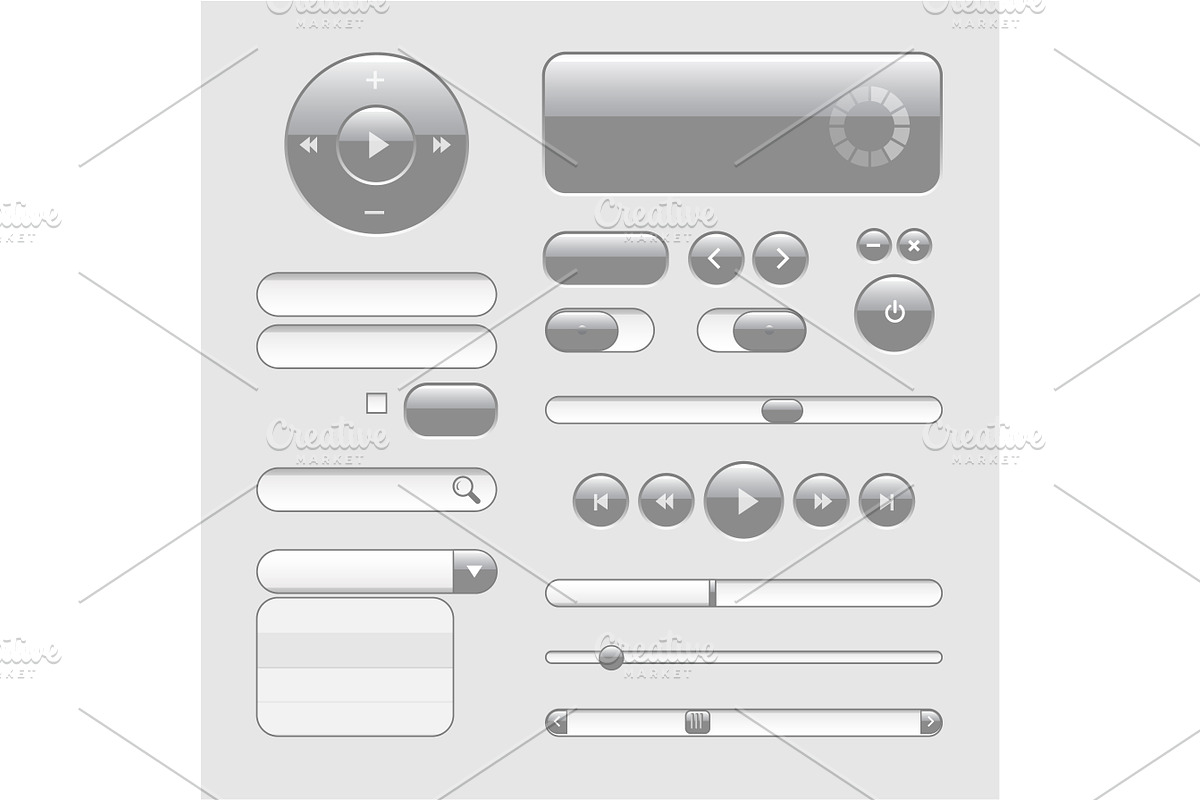 Light Web UI Elements Design Gray, a Templates & Theme by Sunny ...