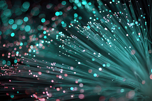 Teal Fiber Optics Light Bokeh Abstra, a Photo by Pixeness Studio