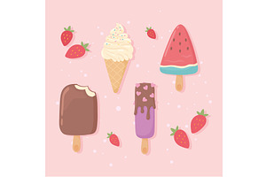ice cream icons, a Food Illustration by studiogstock