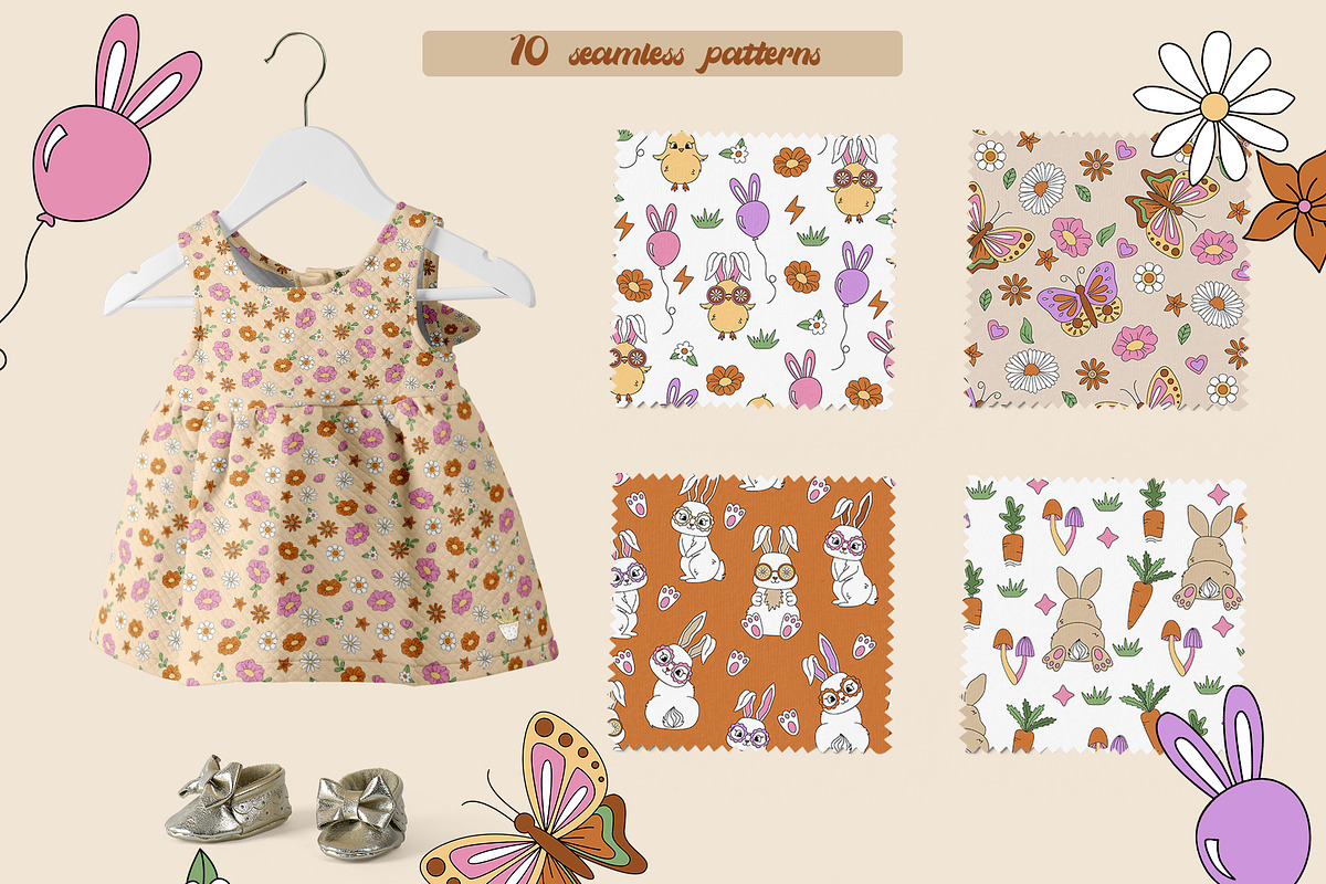 Groovy Easter Retro collection, an Animal Illustration by owlasya (Photo 5 of 8)