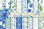 Watercolor Cornflowers patterns, a Pattern Graphic by DollyPotterson (Thumbnail 1 of 6)