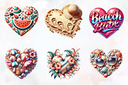 Retro Beach Heart Watercolor Clipart, an Illustration by RobertsArt (Thumbnail 7 of 7)