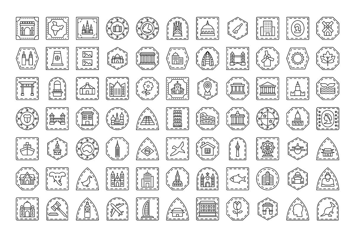 Passport Stamps Icons Pack, an Icon by Vector Portal (Photo 4 of 5)