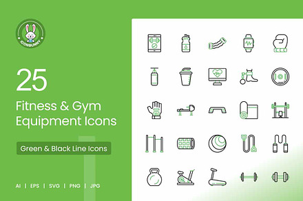 Fitness & Gym Equipment Green, an Icon by IconBunny