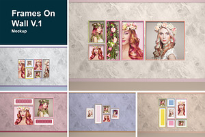 Frames On Wall V.1 Mockup, a Print Template by Qaleb Studio