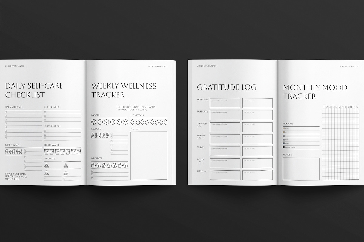 Self-Care Planner Template, a Brochure Template by E-Type (Photo 3 of 7)