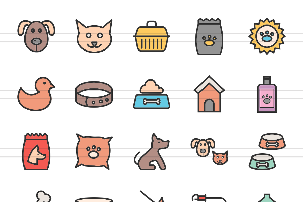 50 Pet Shop Line Filled Icons, an Outline Icon by IconBunny