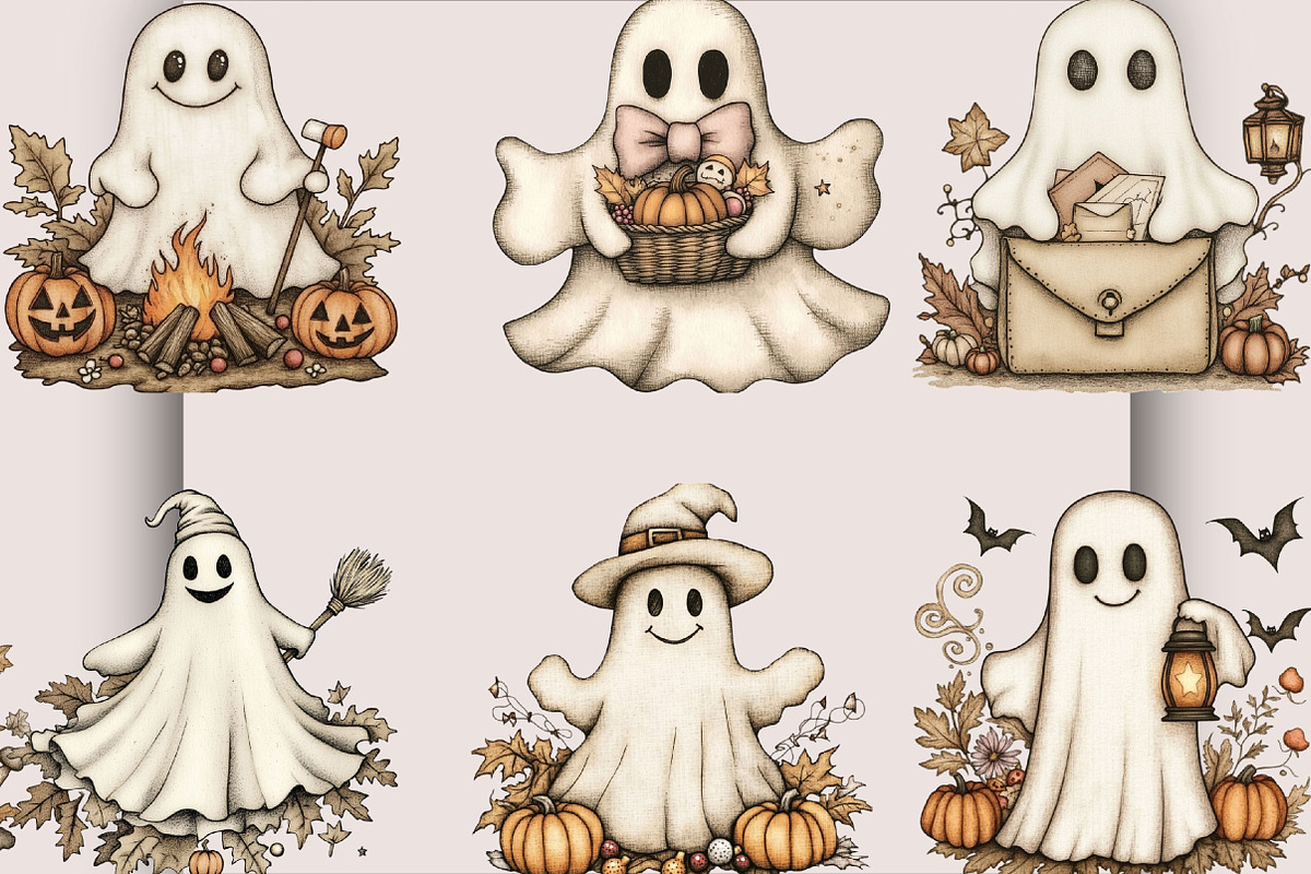 Halloween Spooky Ghost Clipart, a Seasonal Illustration by SVGArt (Photo 2 of 5)