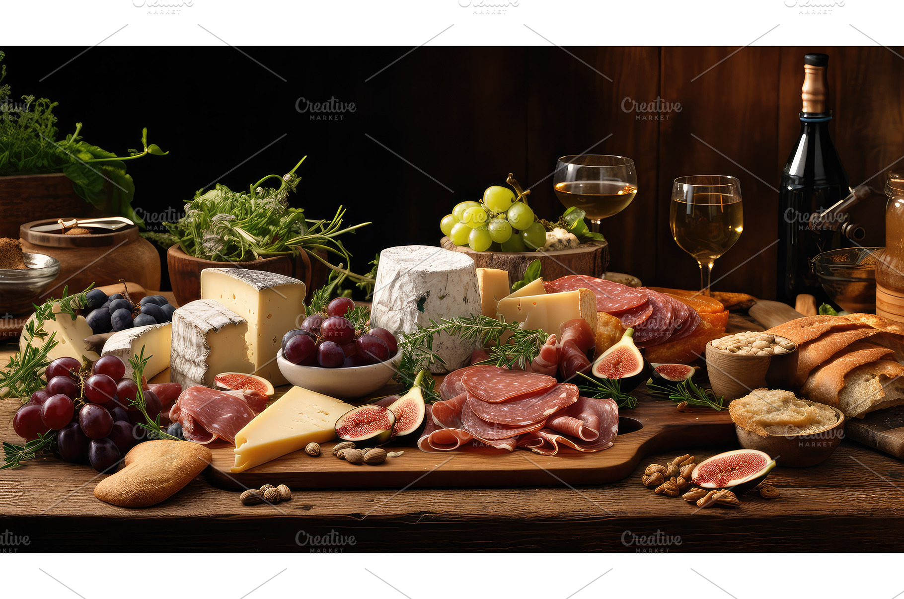 organic wooden food background ai, a Food & Drink Photo by pikepicture