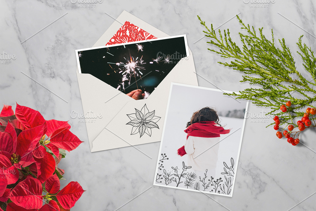 Christmas flowers and patterns, a Pattern Graphic by harmonia_green_art (Photo 7 of 10)