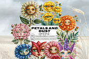 Surreal Flower Faces Clipart& Papers, a Seasonal Illustration by Daring Digies (Thumbnail 1 of 11)