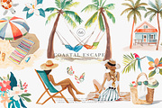 watercolor beach clipart collection, a Decorative Illustration by Patishop Art (Thumbnail 1 of 10)