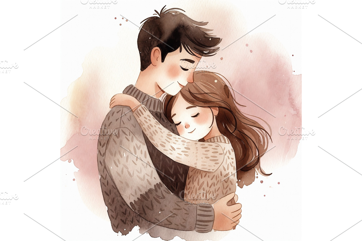 Hugging Couple Romance Clipart, a Seasonal Illustration by Creative design (Photo 7 of 7)