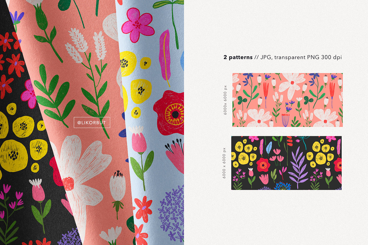 Crayon Abstract Modern Flowers, an Object Illustration by likorbut (Photo 5 of 7)