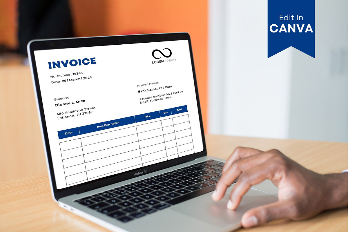 Editable Invoice Template, Printable, a Print Template by BrushstrokeArtGB (Photo 3 of 5)