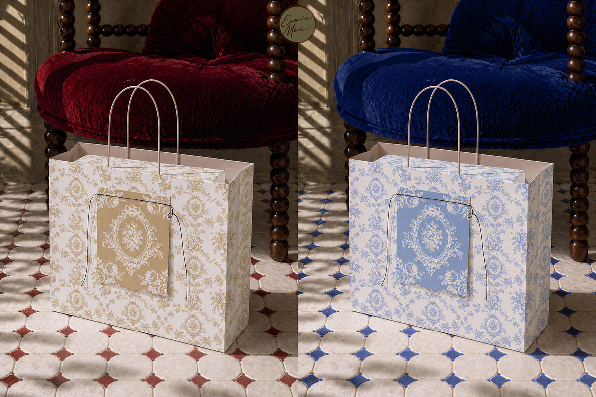 Toile de Jouy 01 Blue Floral Pattern, a Pattern Graphic by Euonia Meraki (Photo 12 of 20)