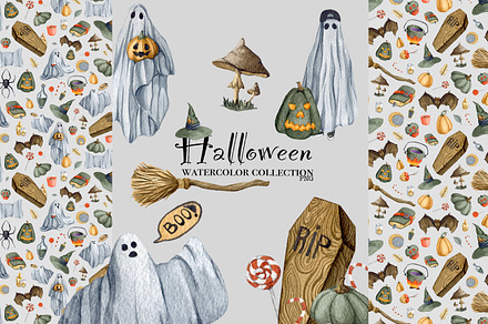 Watercolor Halloween collection, a Decorative Illustration by yanabondar