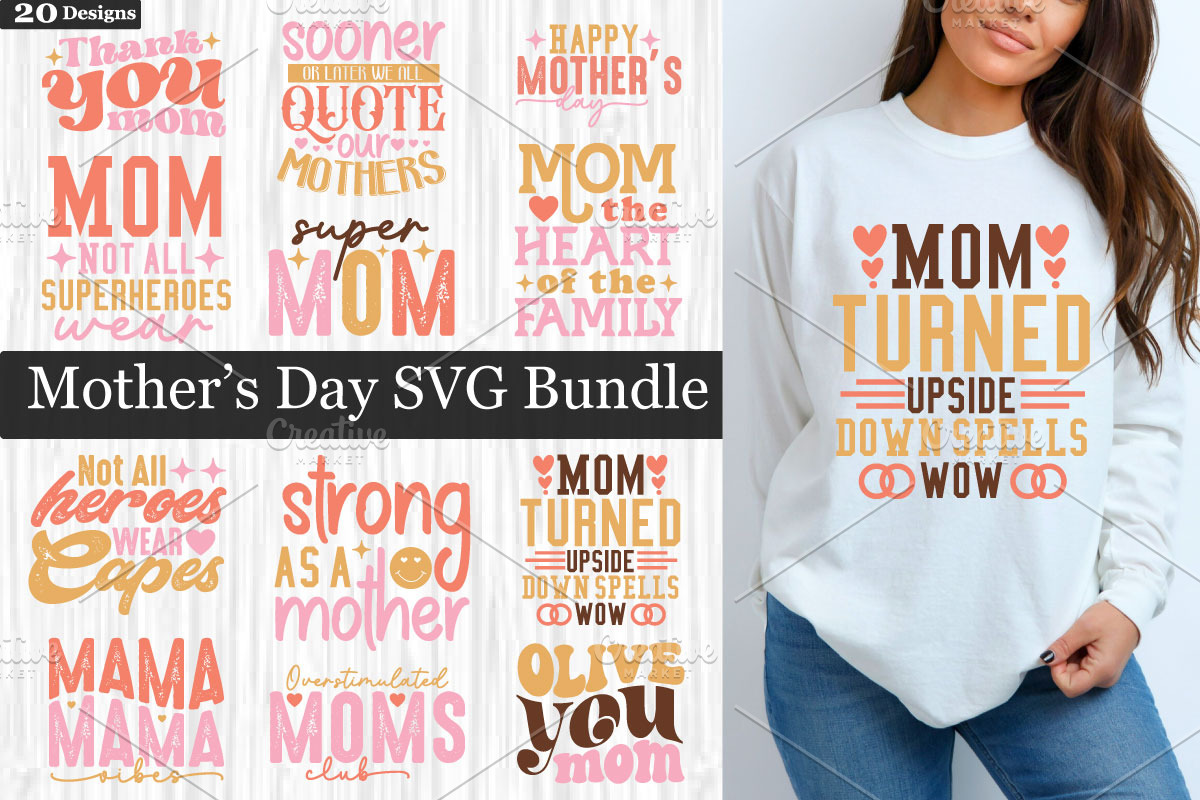 Mother's Day SVG Bundle ,Mothers Des, a Graphic by akazaddesign (Photo 1 of 16)