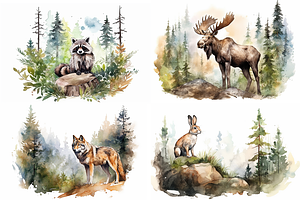 Rustic Watercolor Forest Collection