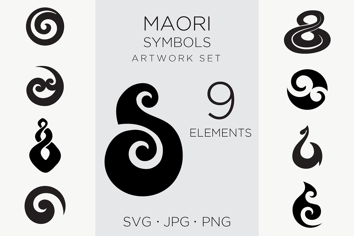 9 Maori symbols, Polynesian art, an Icon by Bloom21Art