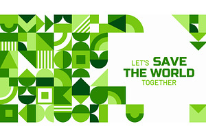 Save the Earth banner, green pattern, a Decorative Illustration by Vector Tradition