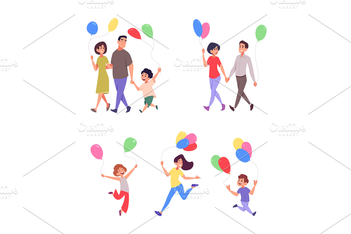 People with balloons. Male and, a Person Illustration by Onyx