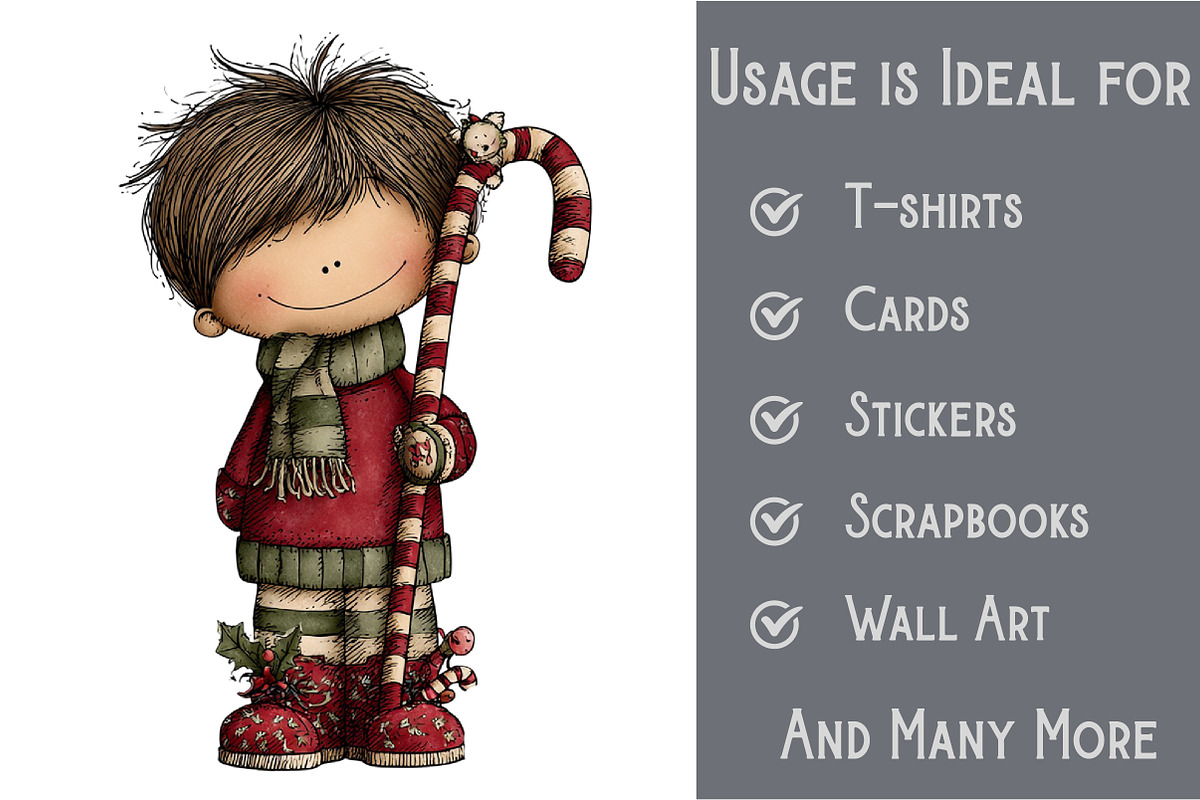 Whimsical Christmas Boy Clipart, an Illustration by Pixels.Craft (Photo 3 of 6)