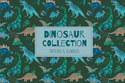 DINOSAUR watercolor pattern, a Pattern Graphic by watercolor kamill (Thumbnail 1 of 11)