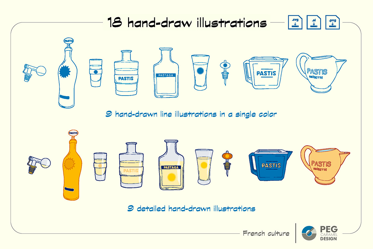 Pastis French Culture Illustrations, a Food Illustration by Peg Design (Photo 2 of 6)
