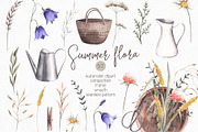Watercolor Summer Flora clipart, an Illustration by YuliyaArtGarden (Thumbnail 1 of 14)