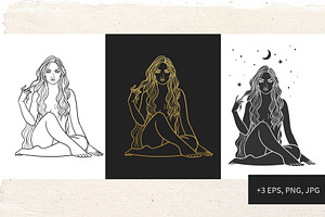 Wild Woman. Vector Illustrations