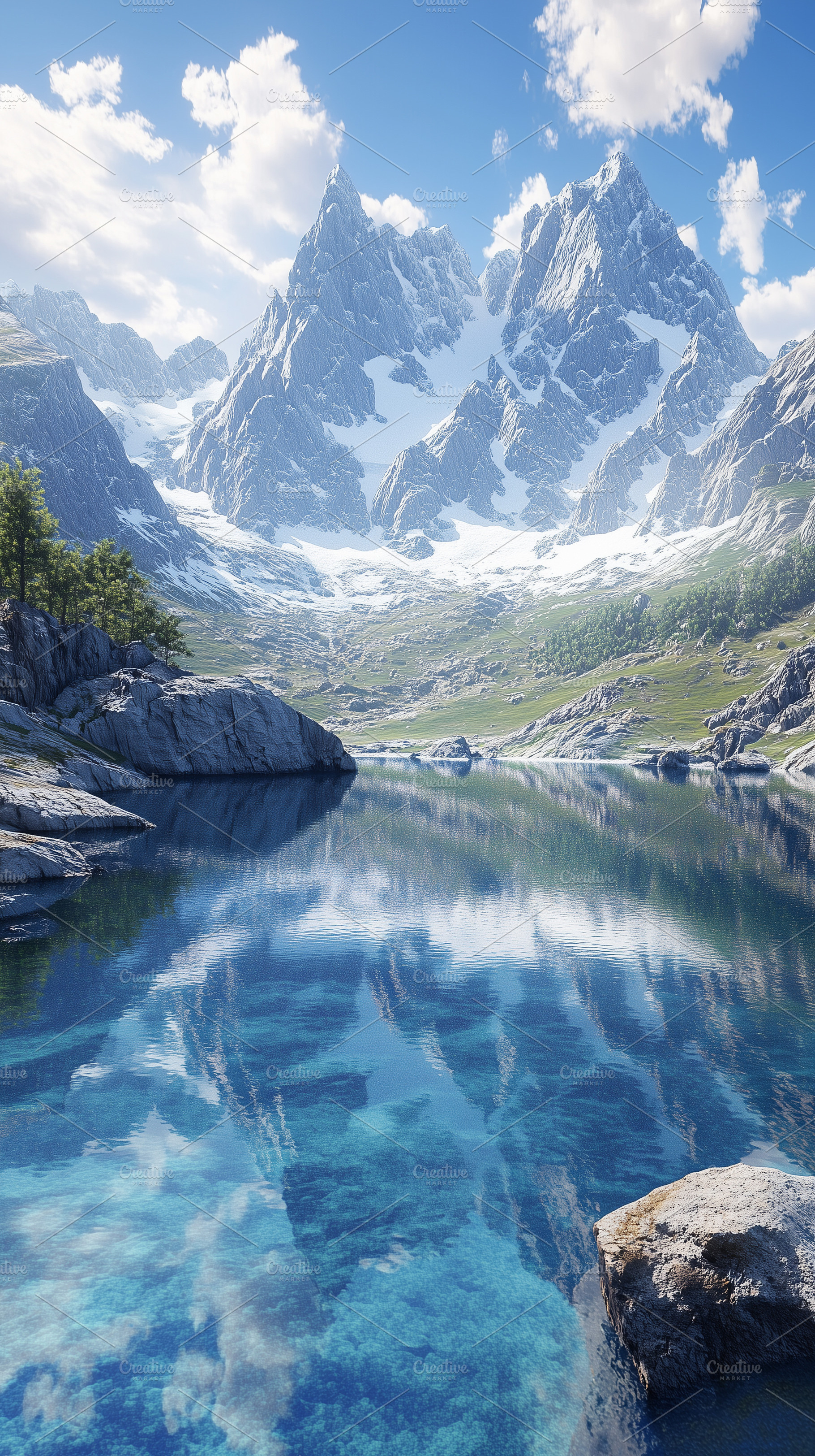Spring mountain landscape with lake, a Nature Photo by MistyDay