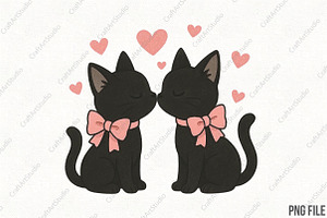 Cat Valentines Black Cat PNG, an Illustration by CraftArtStudio