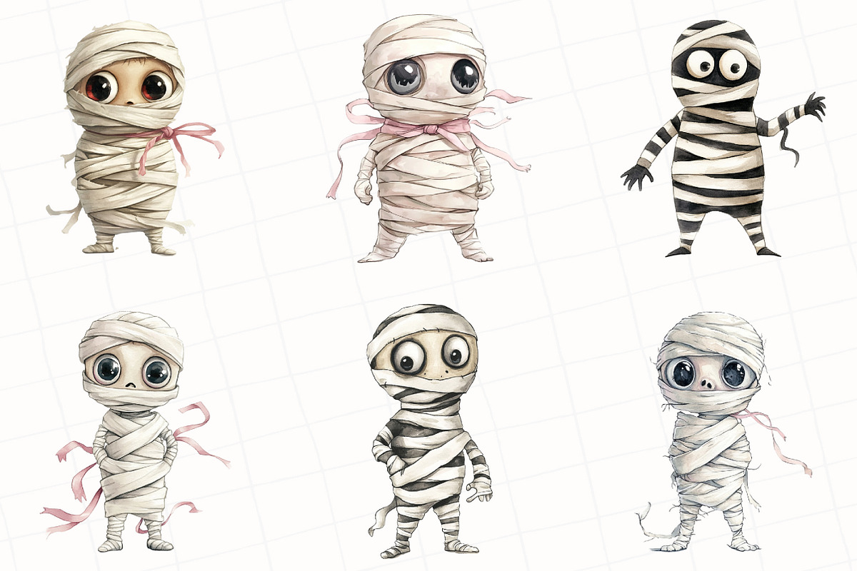 Minimalist Halloween Mummy Clipart, an Illustration by OK Design (Photo 2 of 5)