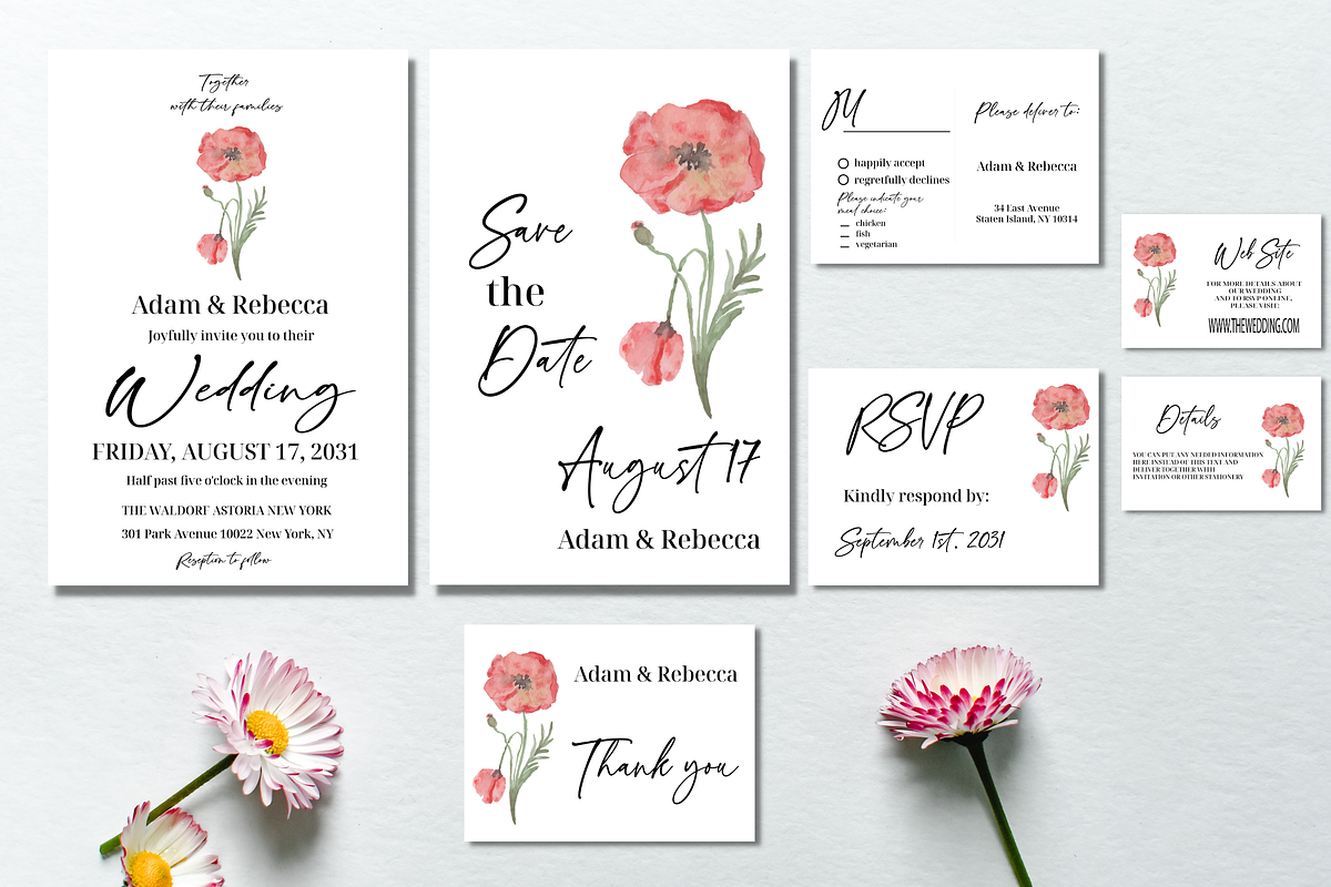 Elegant Wild Flower Red Poppies Wate, an Invitation Template by Patterndigitpics (Photo 2 of 5)