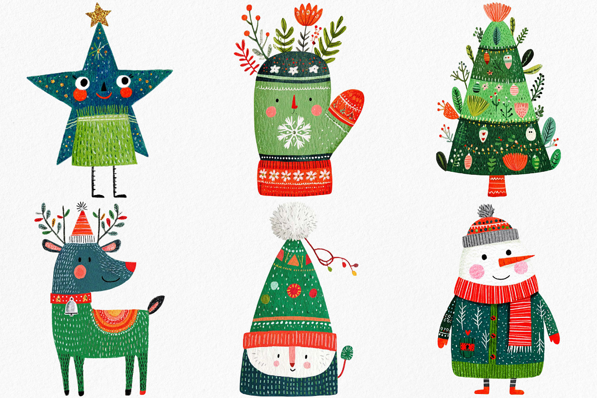 Cute Blue Christmas Clipart, an Illustration by Canvas Craft (Photo 2 of 8)