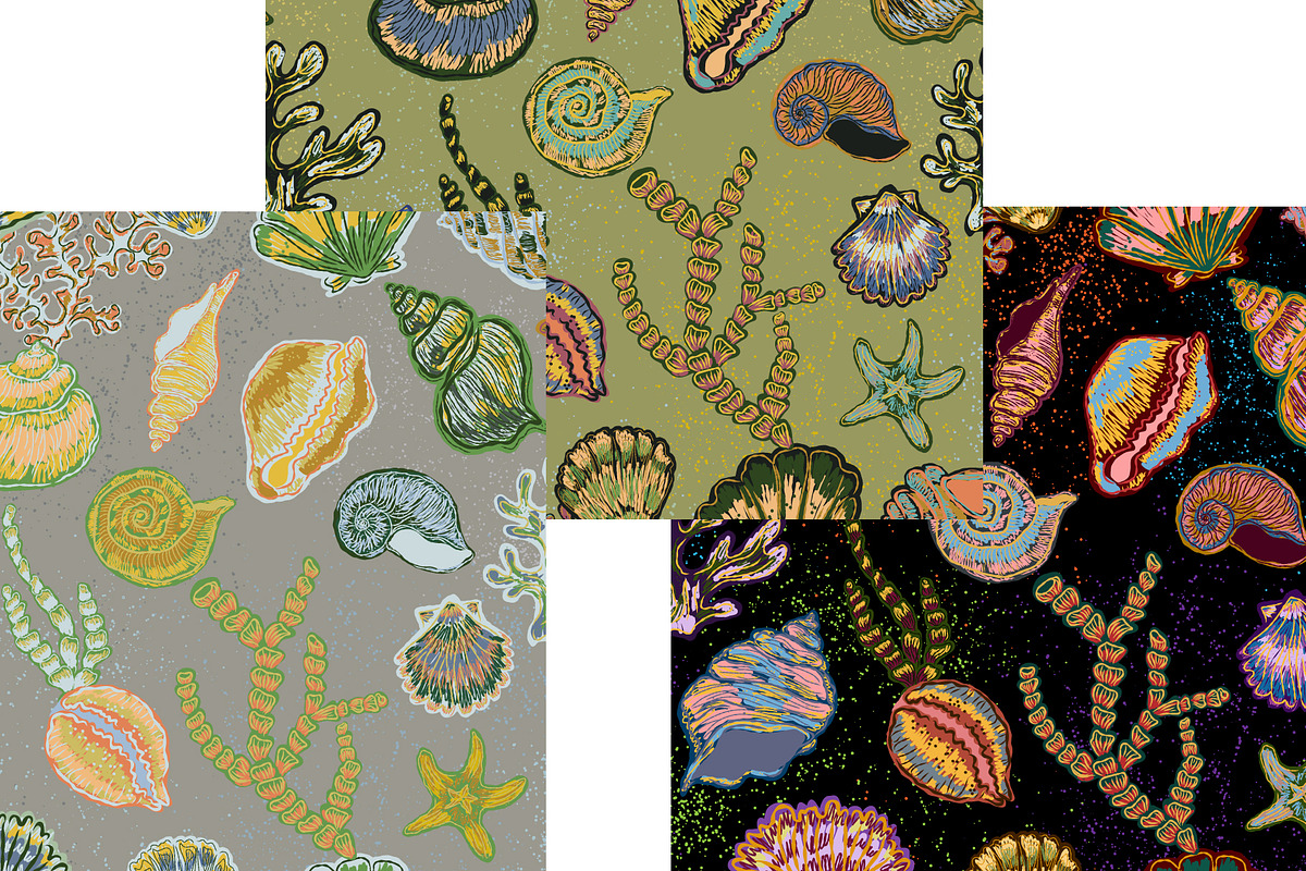 Vintage Seashell Coastal Nautica, a Pattern Graphic by NayaChu (Photo 9 of 9)
