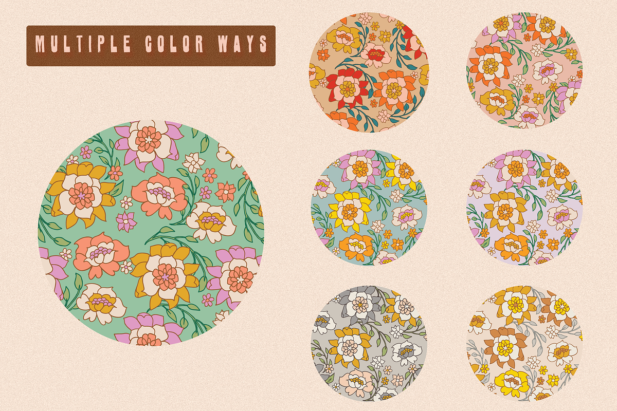 70s RETRO FLORAL PATTERN SET, a Pattern Graphic by Lauren Lesley Studio (Photo 11 of 16)