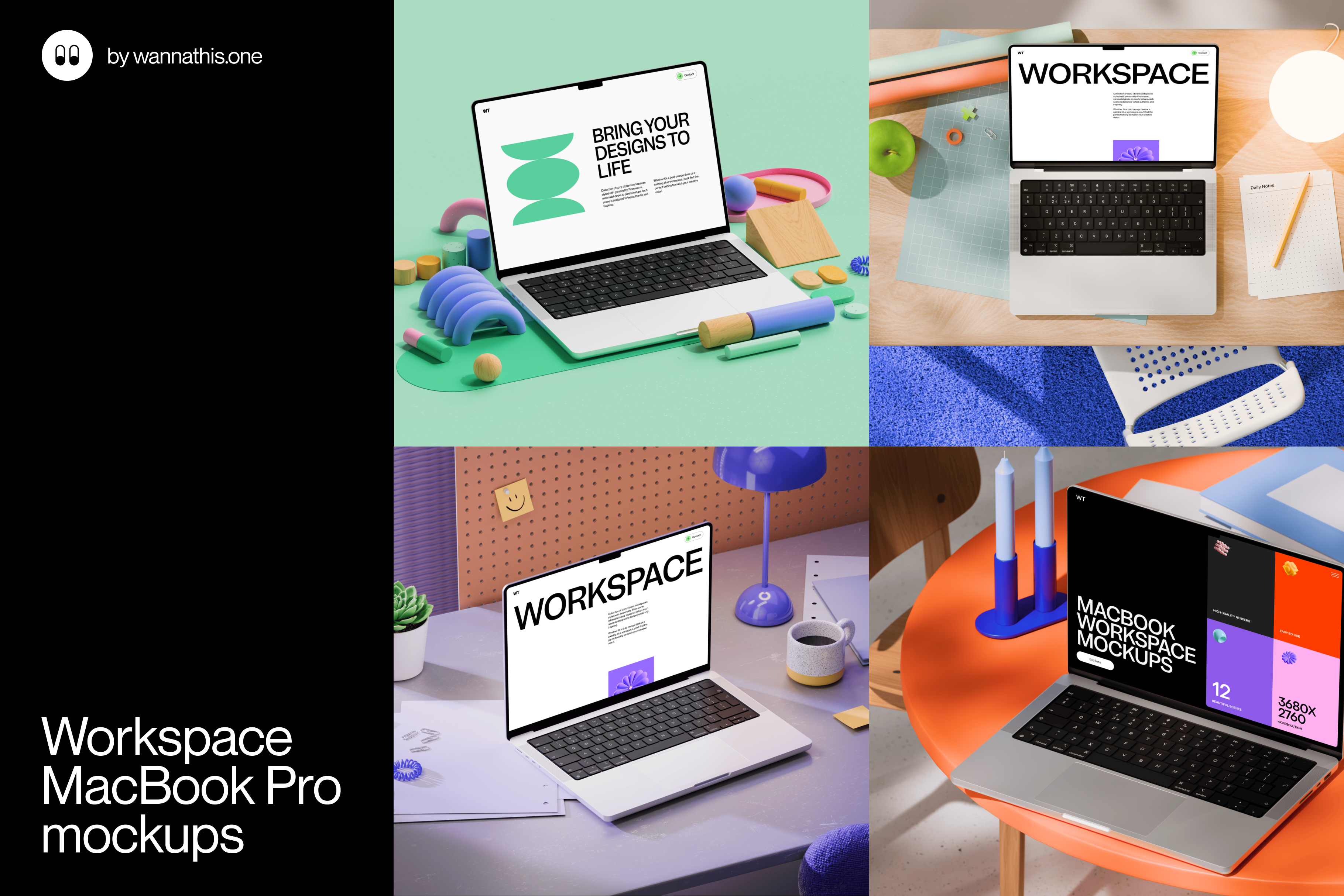 Workspace Macbook Pro Mockups by Wannathisone | Creative Market