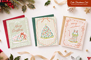 Christmas Cat Line Art Collection, an Object Graphic by Sawango Designs (Thumbnail 2 of 11)