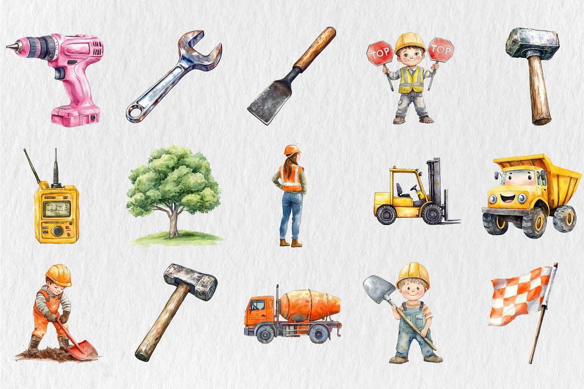 Construction Clipart Bundle, a Transportation Illustration by Rose Art (Photo 4 of 4)